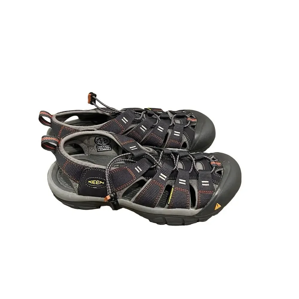KEEN Newport H2 Waterproof Hiking Sandals Men’s 10 Black Orange Trail